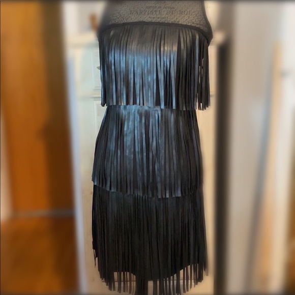 LIU JO FRINGED BLACK DRESS - 42 Italian US Small Excellent condition - Picture 7 of 12